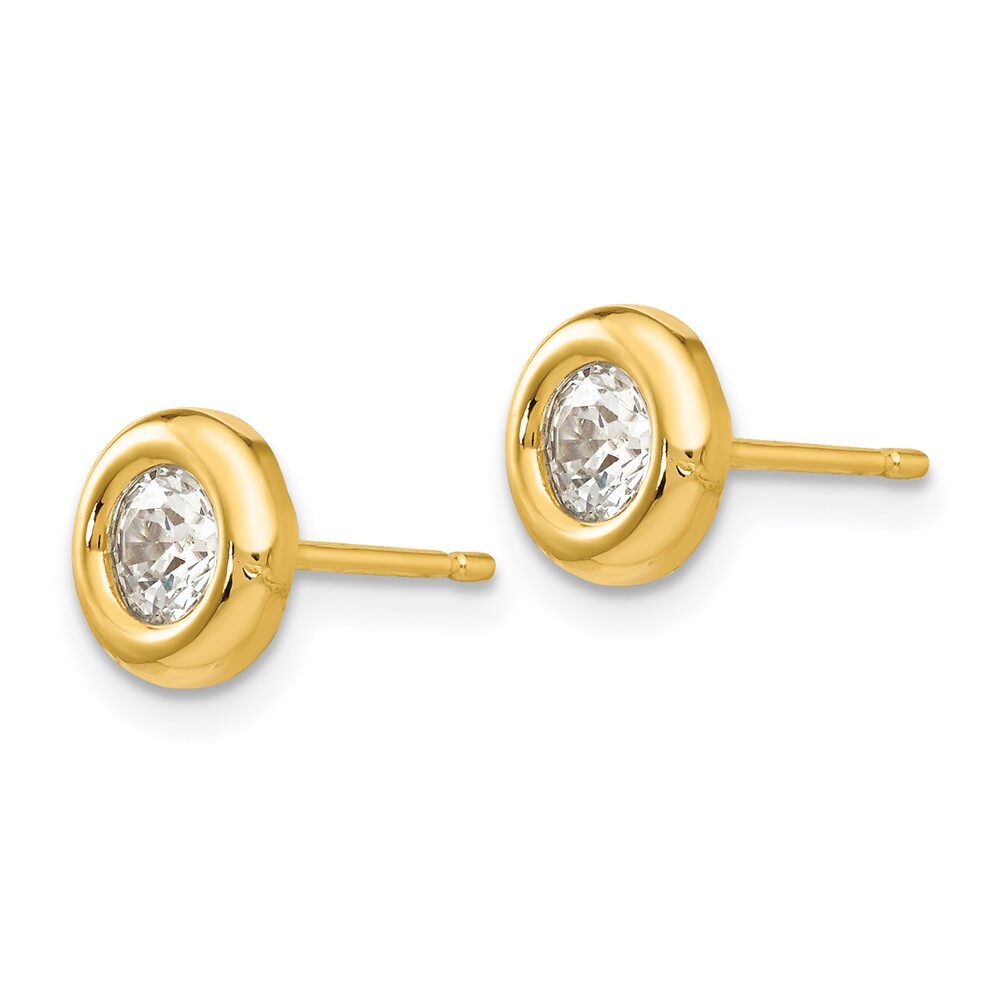 7mm 14K Yellow Gold Polished CZ Fancy Post Earrings
