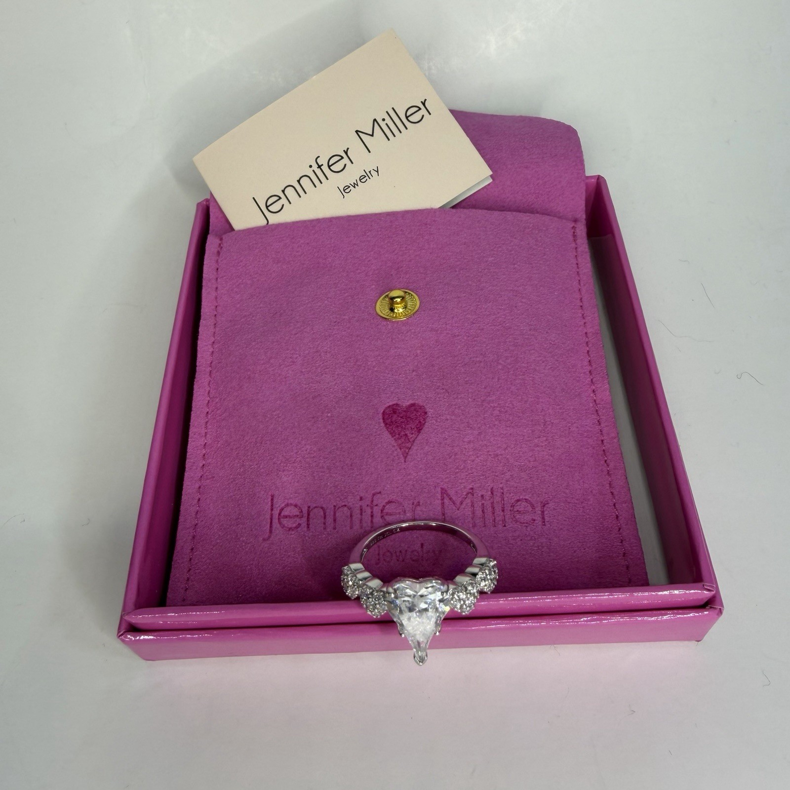 Jennifer Miller Diamonique CZ Heart Pave Stones 2 Tone Sterling Silver Ring 7
