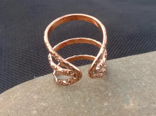 Solid Pure Copper Brass Minimalist Healing Ring, Handmade, Unisex, Splint