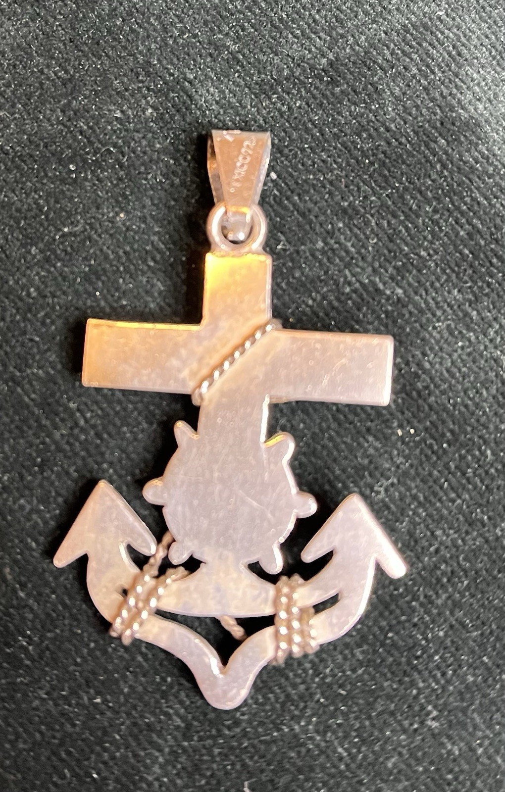 Sterling Silver Mariner’s Anchor Crucifix Cross Pendant 2 1/2” Made In Mexico
