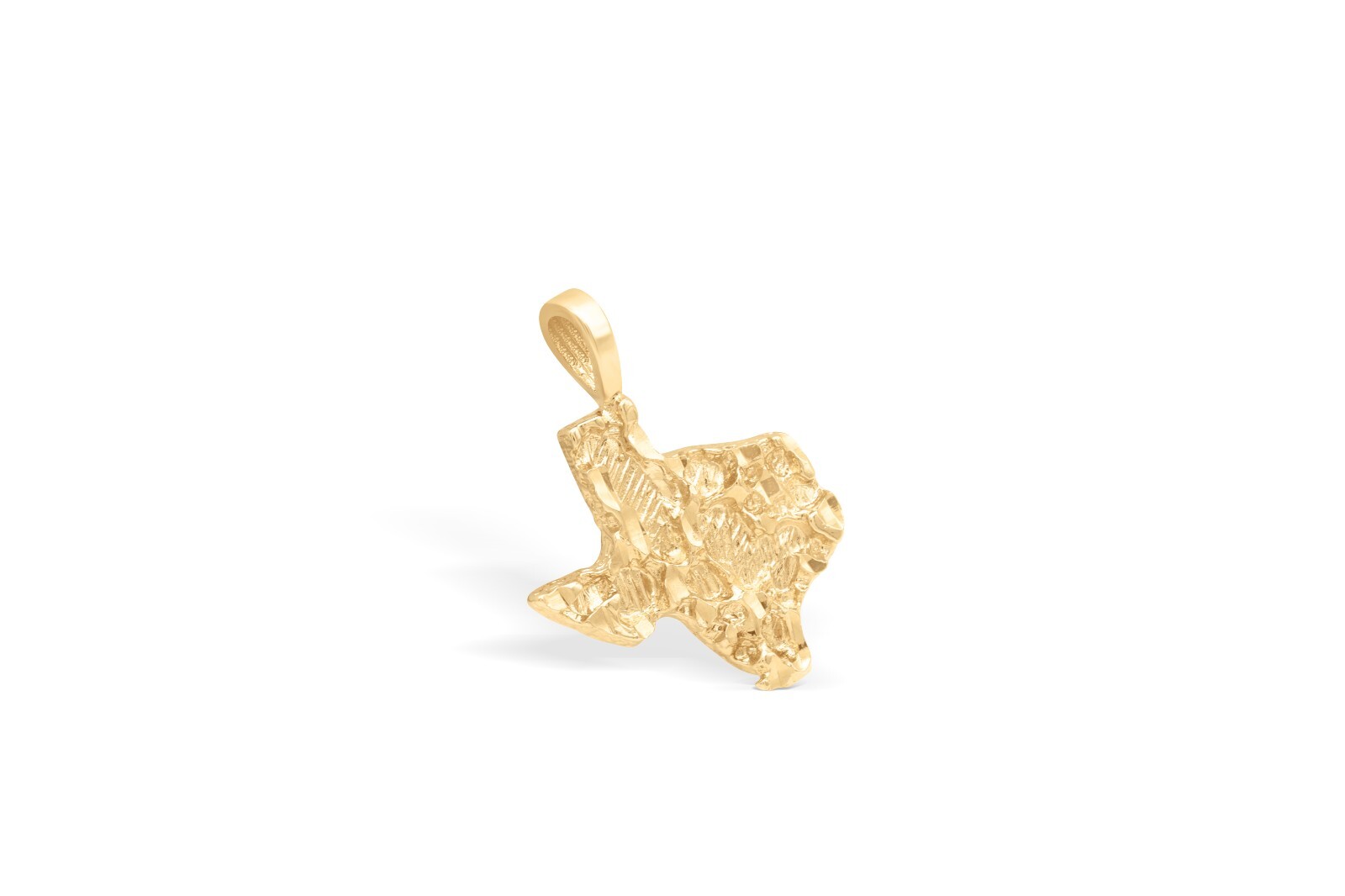 Gold Nugget Texas Necklace, 3mm Curb Chain, 14k Gold Plated,Lifetime Replacement