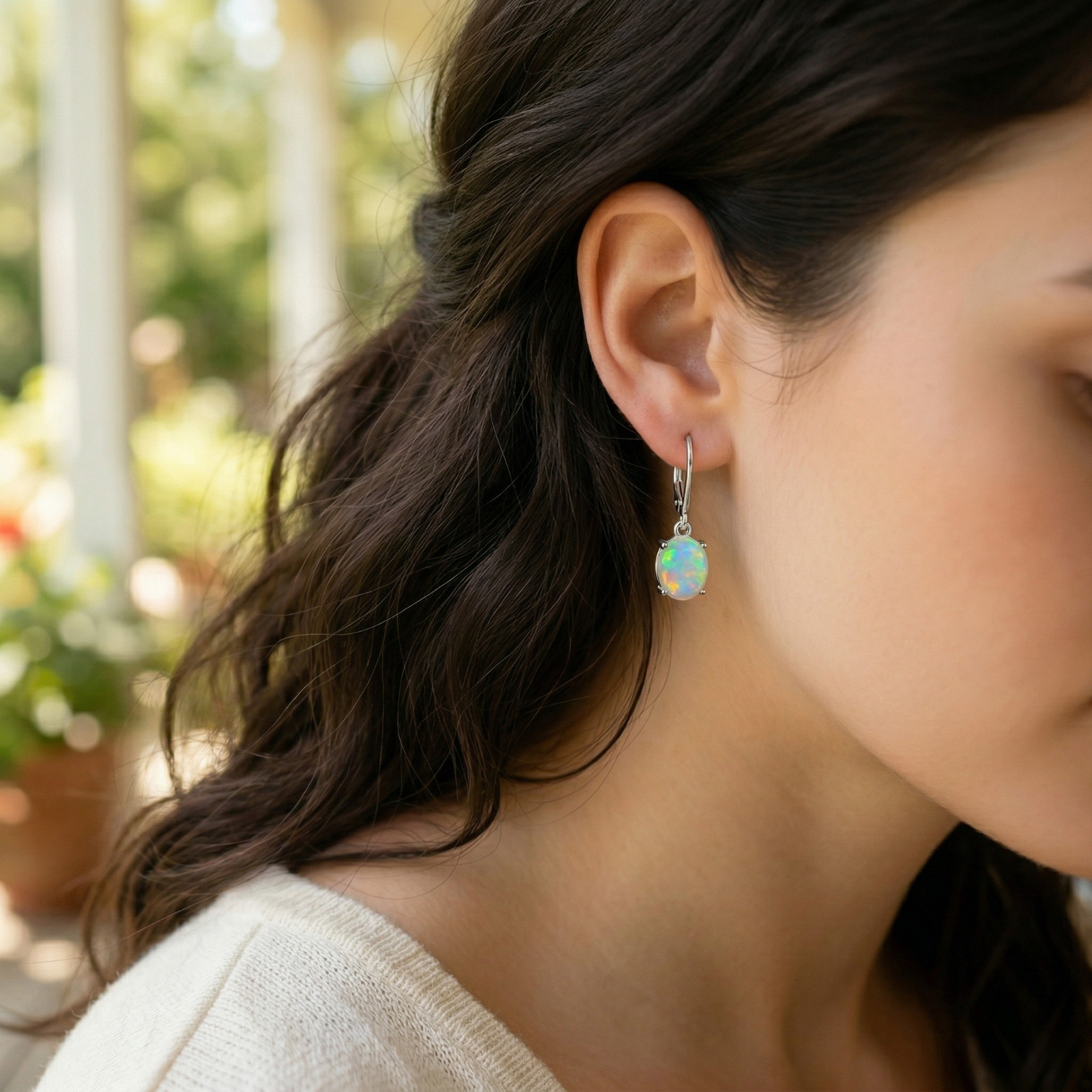Genuine Fire Opal Drop Earrings Elegant Daily Wear Accessory Gift for Women