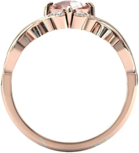 2carat Womens Engagement Ring,Kite Cut Morganite Gemstone Wedding Ring for Women