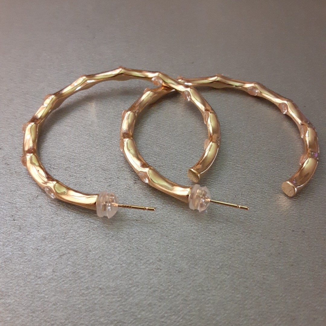 Jennifer Miller Gold Tone 925 Sterling Silver & Cubic Zirconia Hoop Earrings