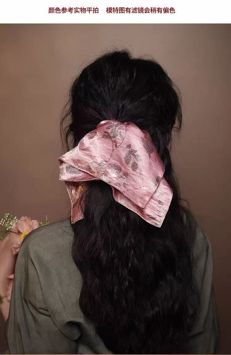 Traditional Chinese Floral Hair Tie, Elegant Hair Accessory 4 Colors