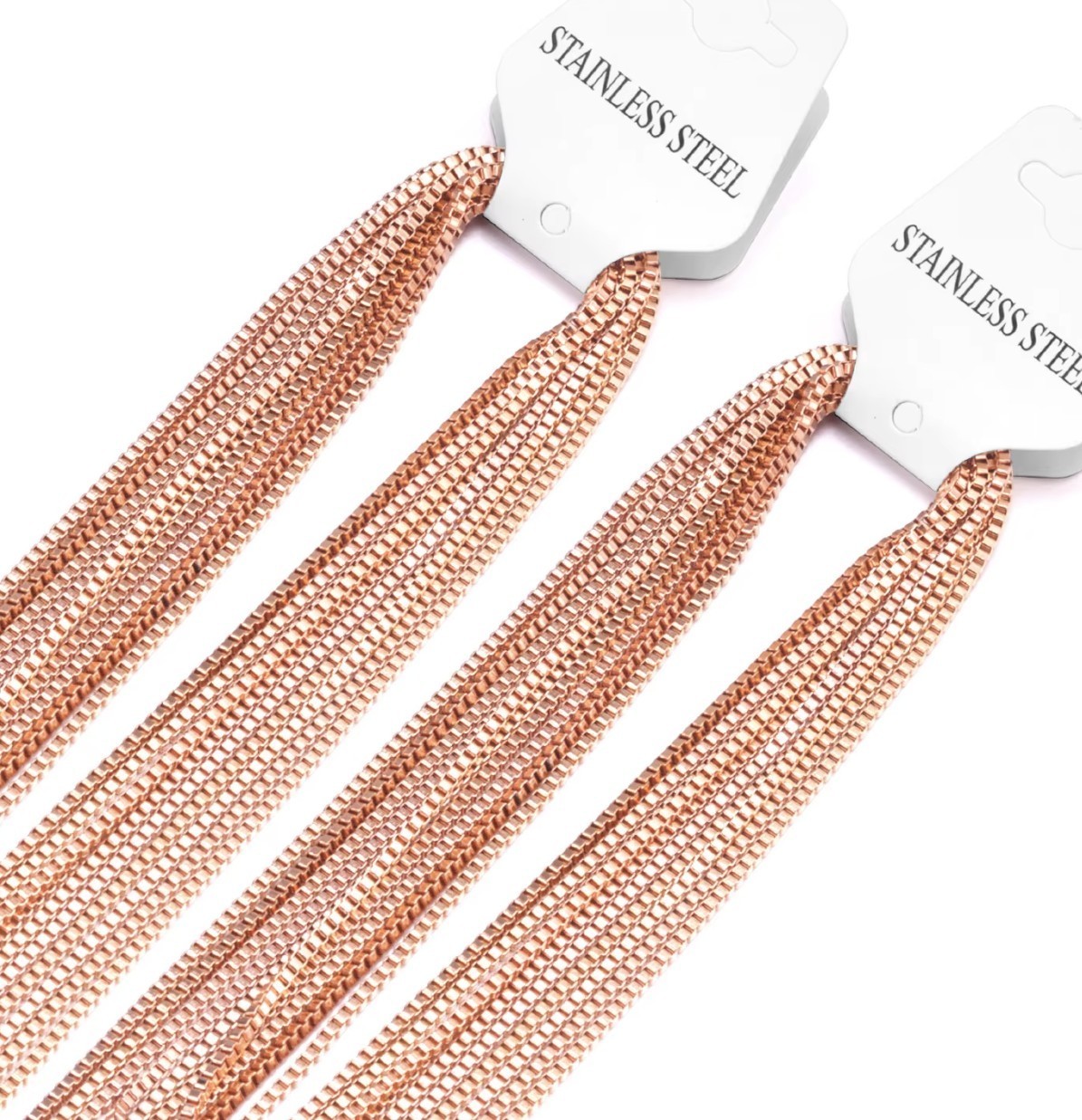 Rose Gold 316L Stainless Steel 40 cm (15.7 Inch) 1 mm Square Box Neck Chain