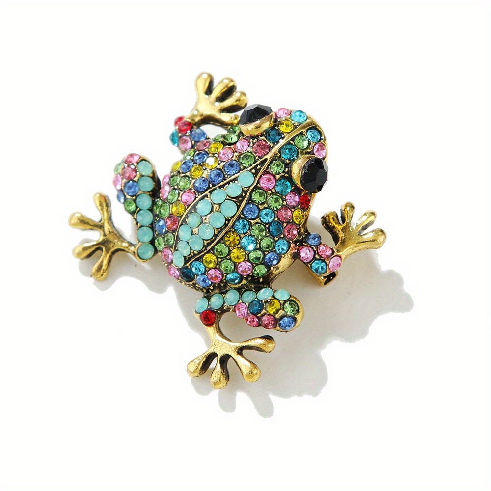 2 Pcs Vintage-style Frog Brooches, Sparkling Rhinestone-zinc Alloy Animal Pins.