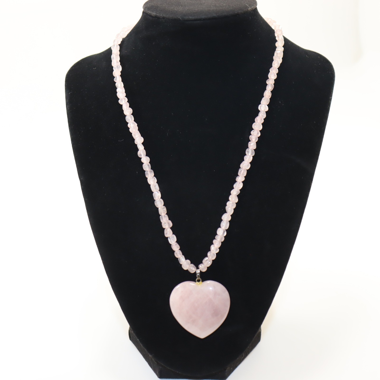 Unbranded Rose Quartz Heart Pendant Necklace Womens OS Pink Beaded Crystal Love
