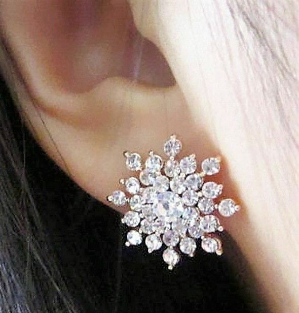 Sparkling STAR Rhinestone SNOWFLAKE Merry Christmas Betsey Johnson Earrings qt+2