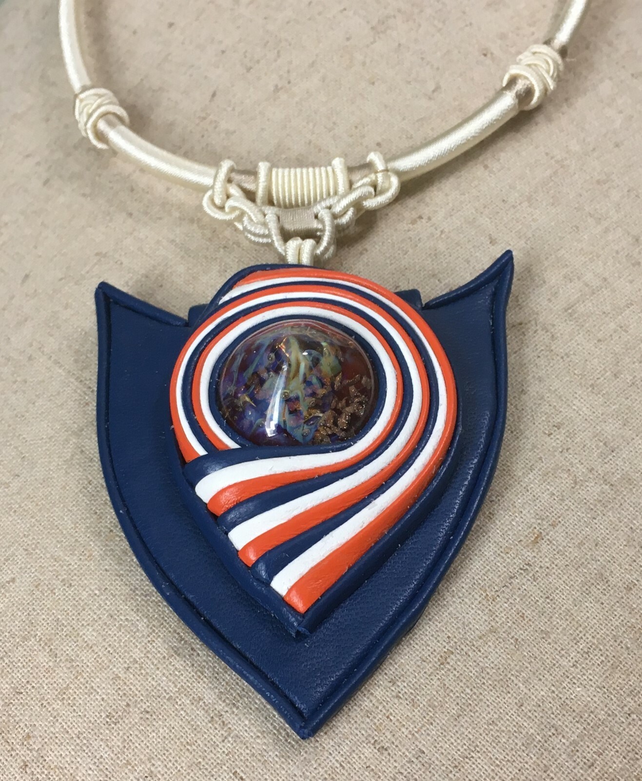 “Cats Eye Nebula” Genuine Leather Necklace Boho Style hand made