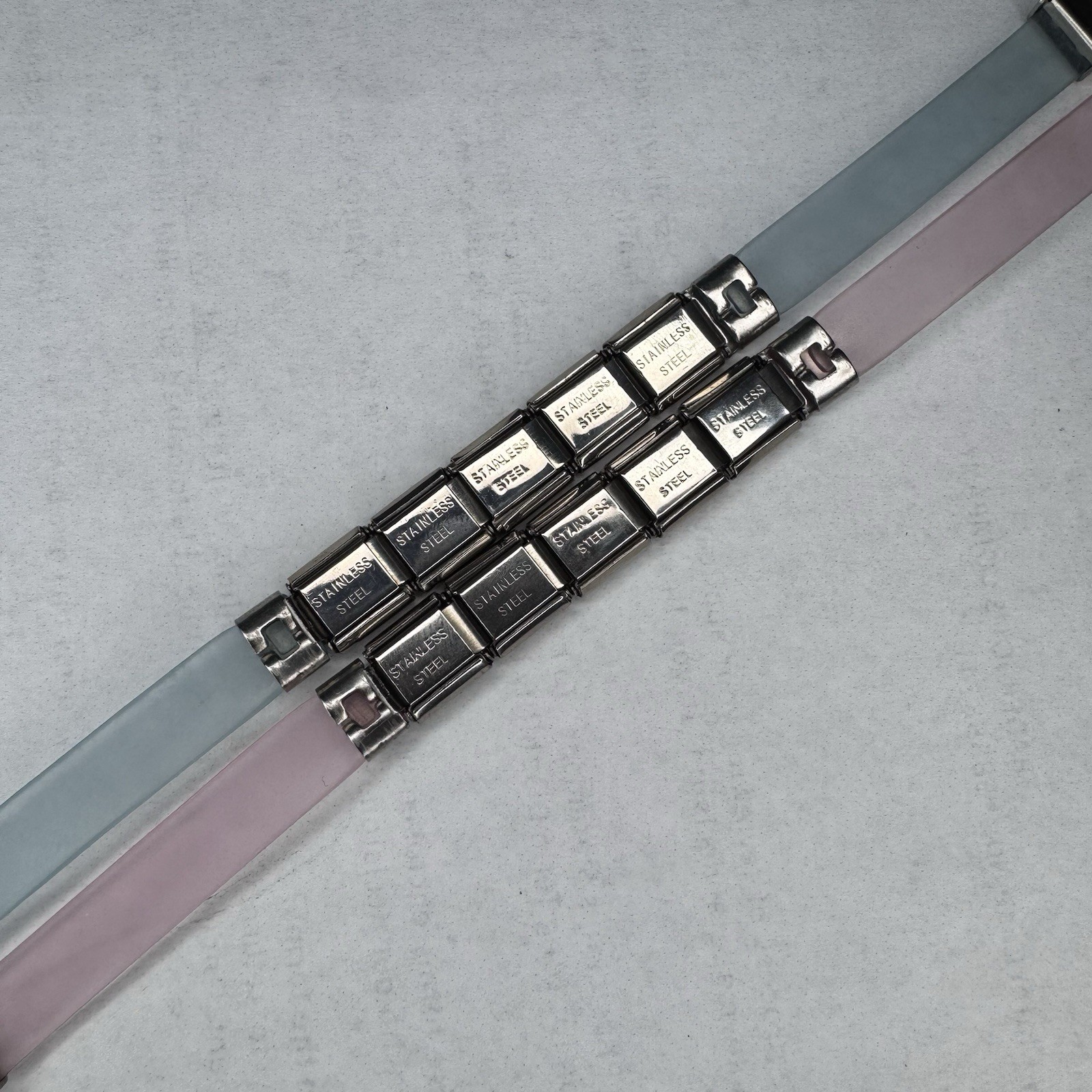 Italian Modular Charm Bracelet 7 Inch Silicone Band Stainless Steel Bracelet