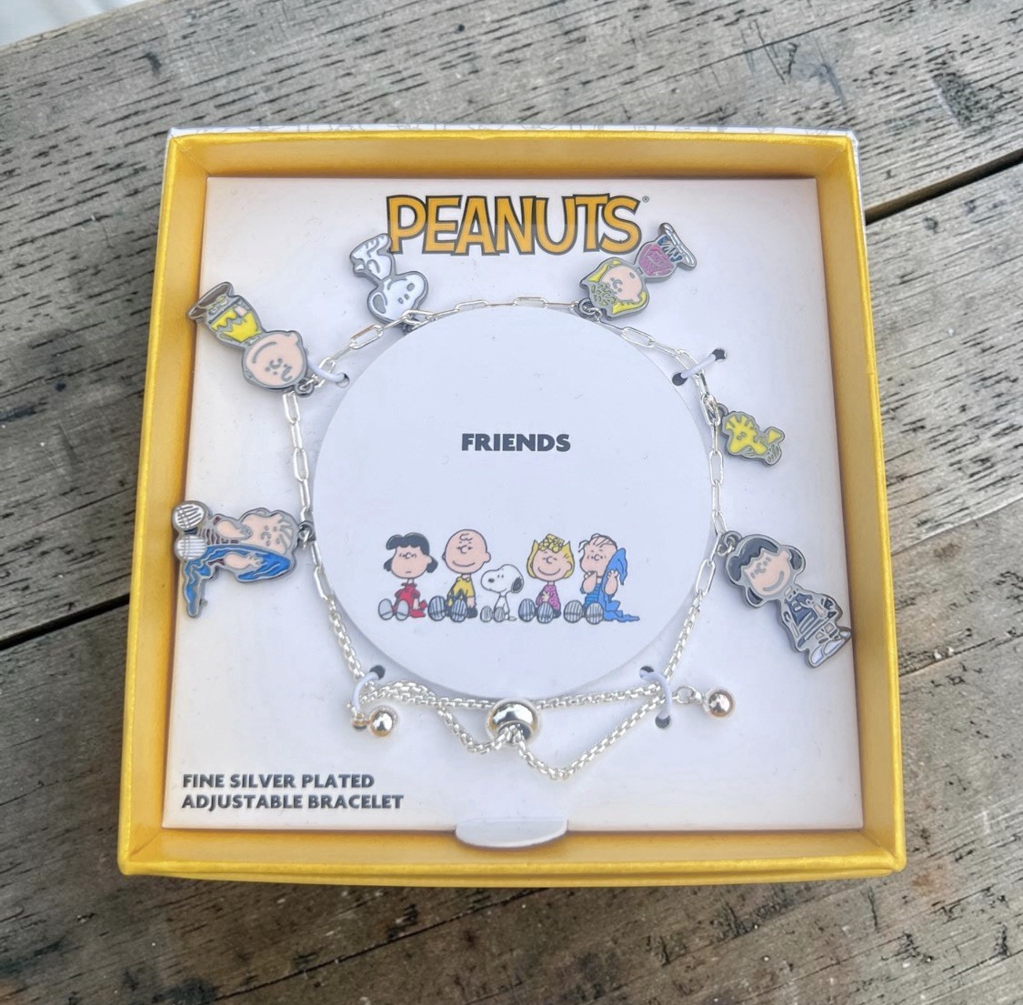 Peanuts Gang Snoopy Woodstock “Friends” Bracelet Fine Silver Plated Adjustable