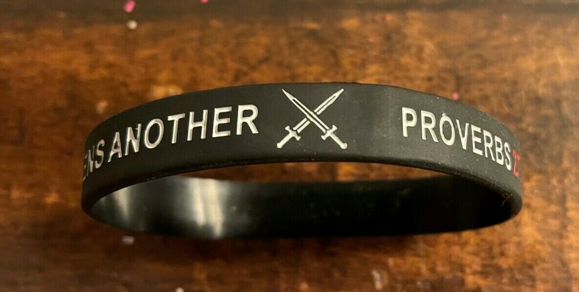 Armor of God Christian Religious Proverbs 27:17 Iron Sharpen Iron Bracelet