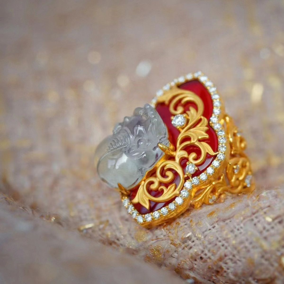 New Chinese Style Pi Xiu Wealth Ring Adjustable Vintage Open Band for Women