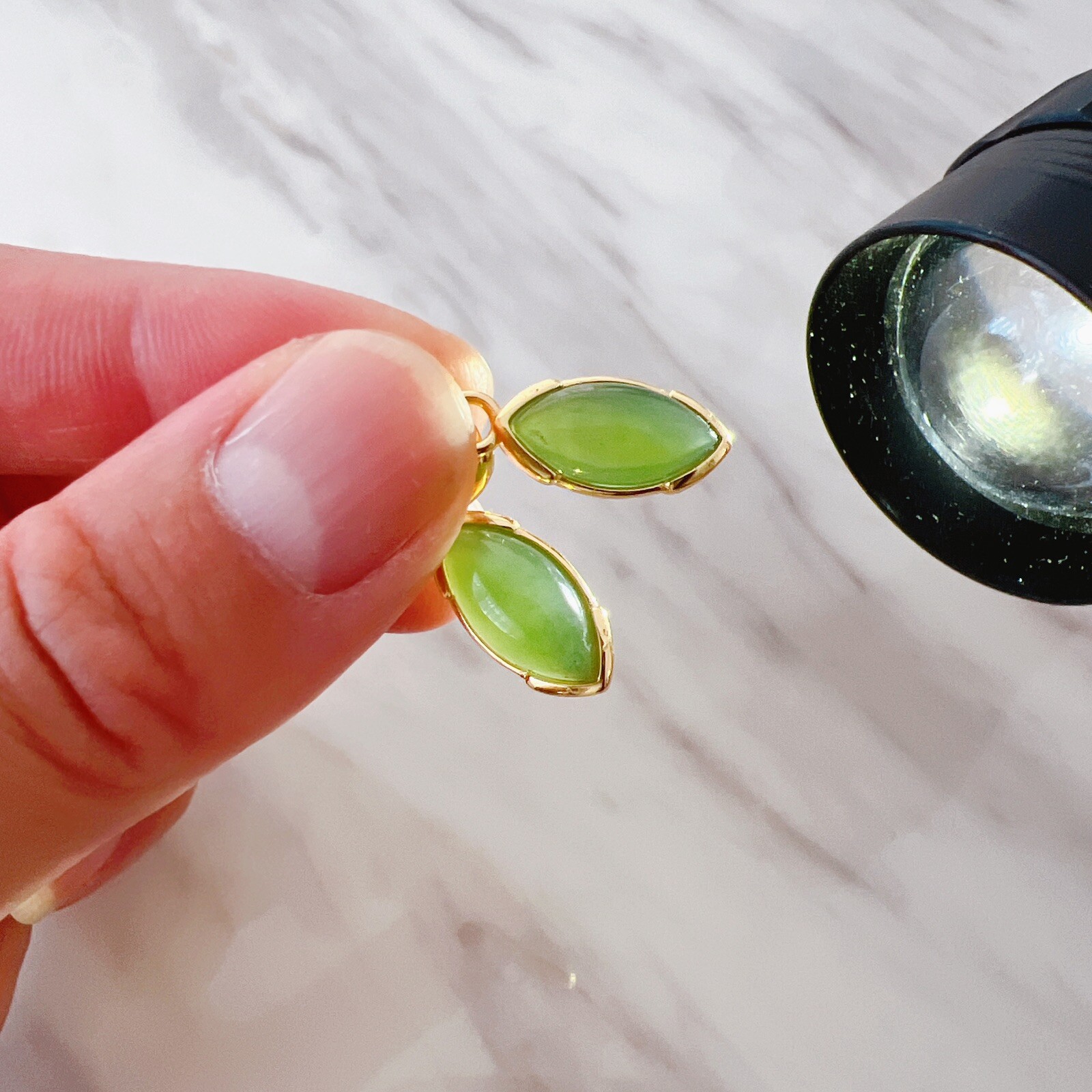 Good Quality Natural Hetian Green Jade Earrings, S925 Earrings