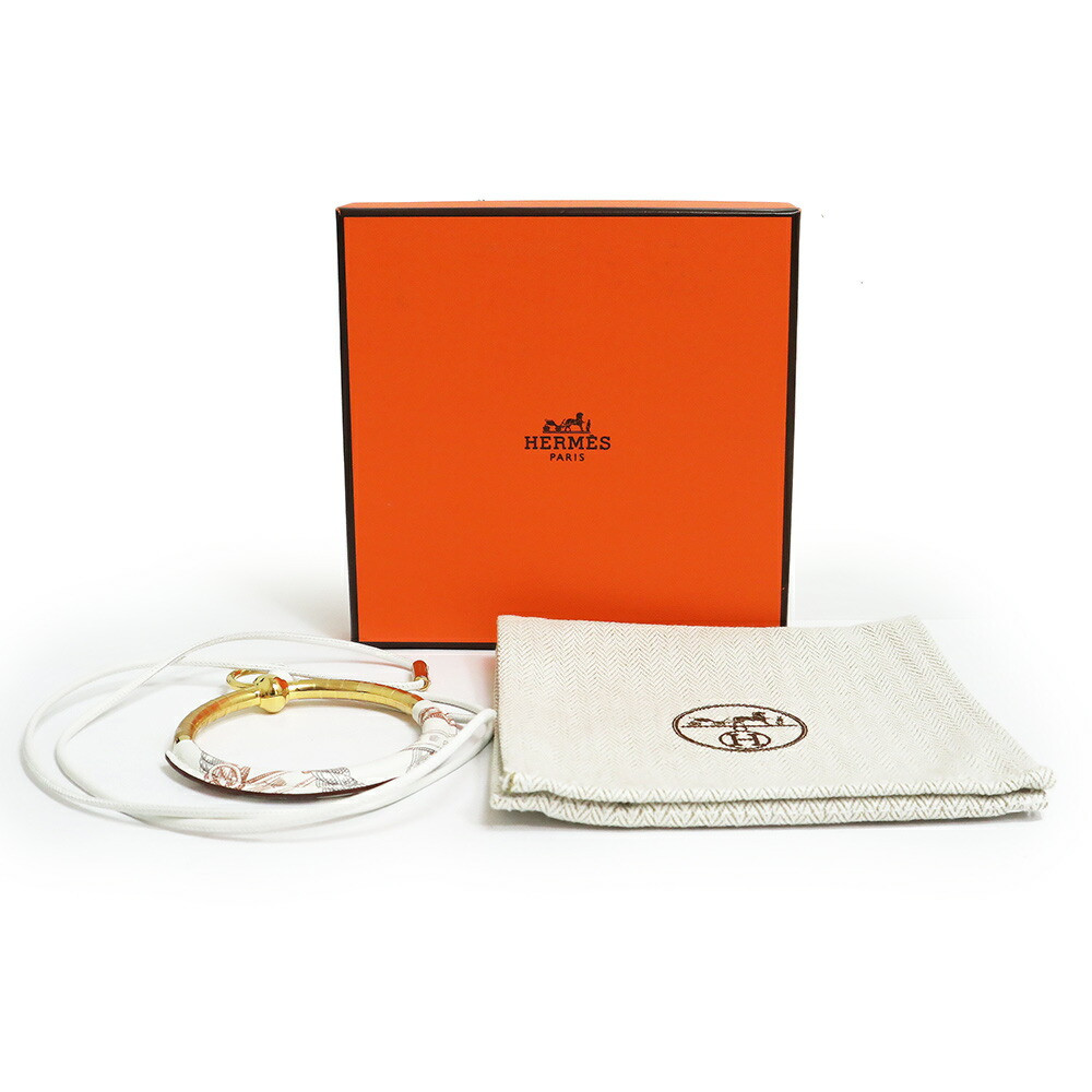 Hermes DELLA CAVALLERIA Loop Grand Vaux Swift Blanc White Pendant Necklace