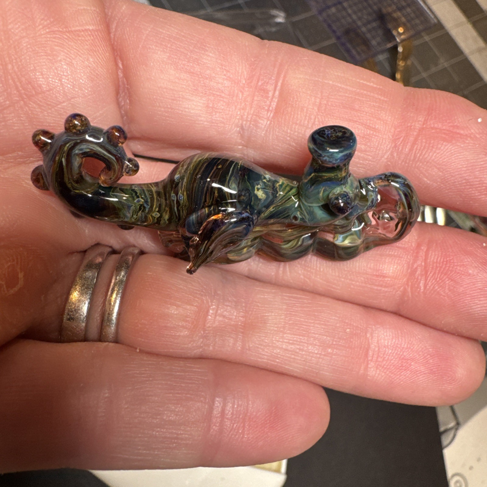Lampwork Murano Art Glass Sea Horse Pendant, set of 3 brand new. Artisan made