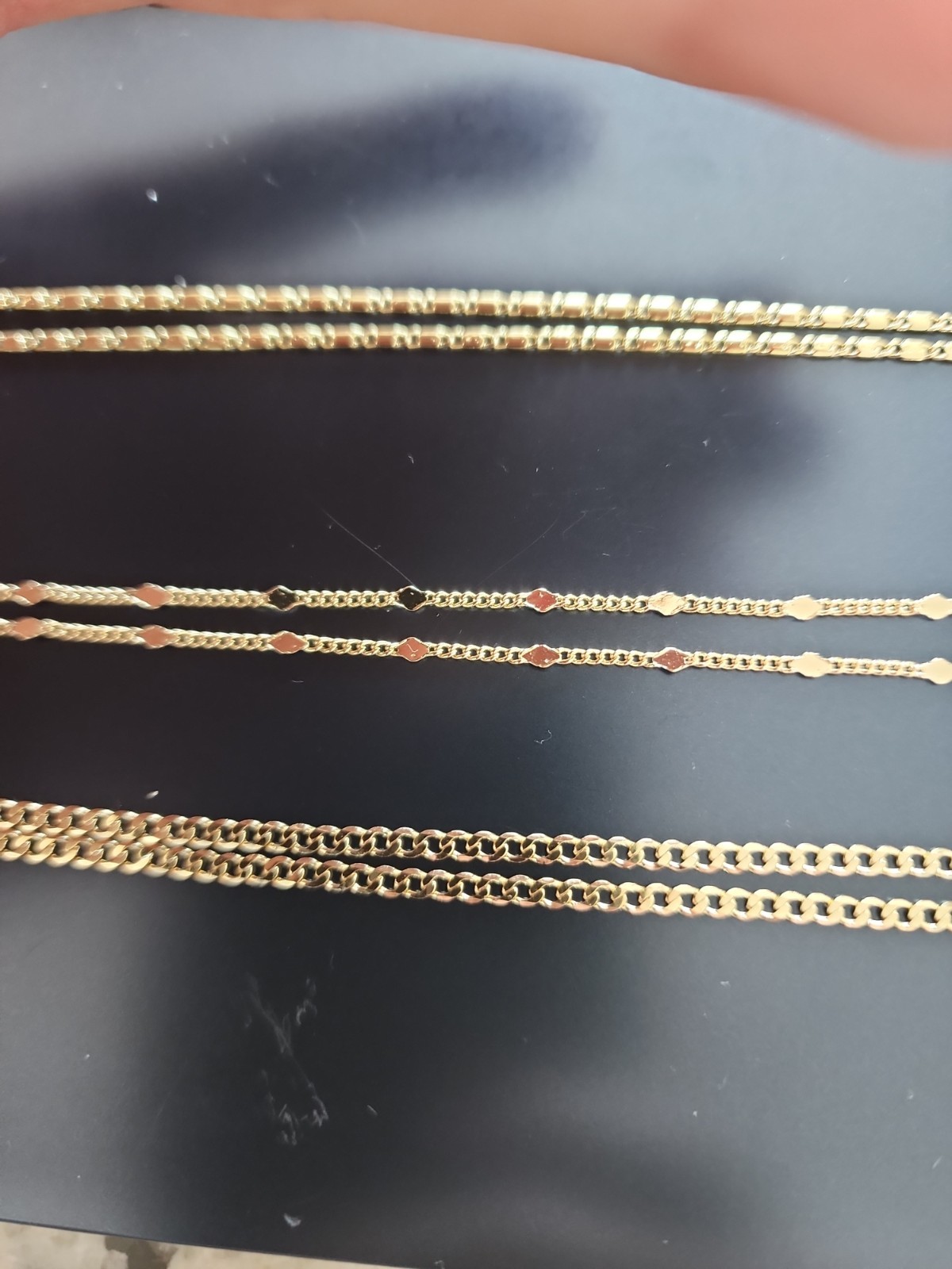 Lot Of 5 Gold Filled Jewelry Bangle Bracelet Figaro Cuban