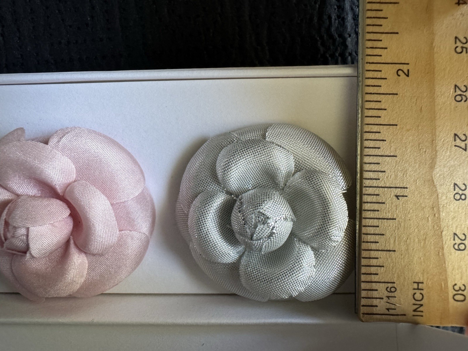 3 Authentic CHANEL Camellia Brooches/Pins Set VIP Fashion Show Gift