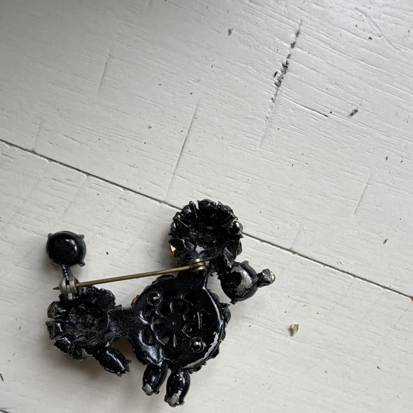 VTG Unsigned CAPRI Black Rhinestone French Poodle Pin Brooch