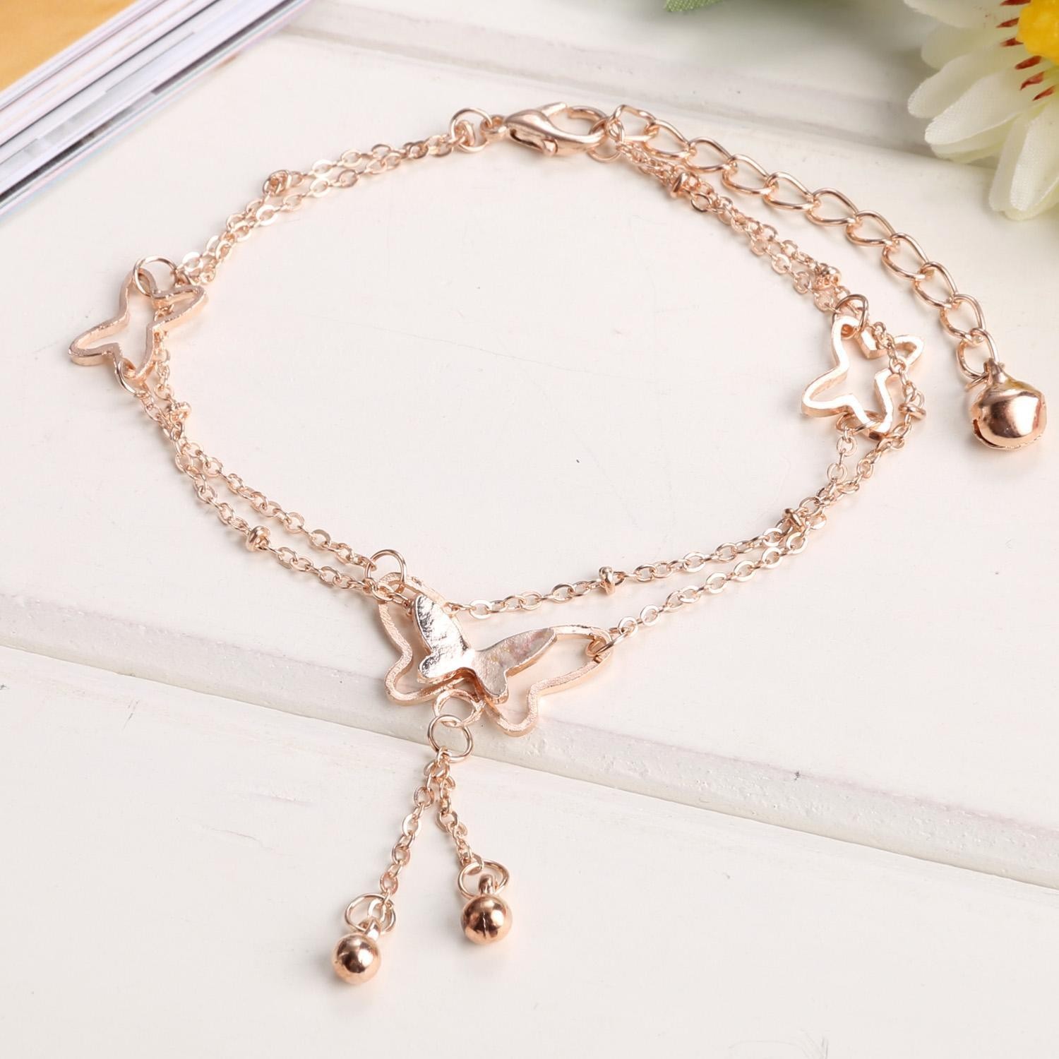 Anklets for Women Butterfly Tennis Chain Anklet Summer Beach Foot Jewelry girl
