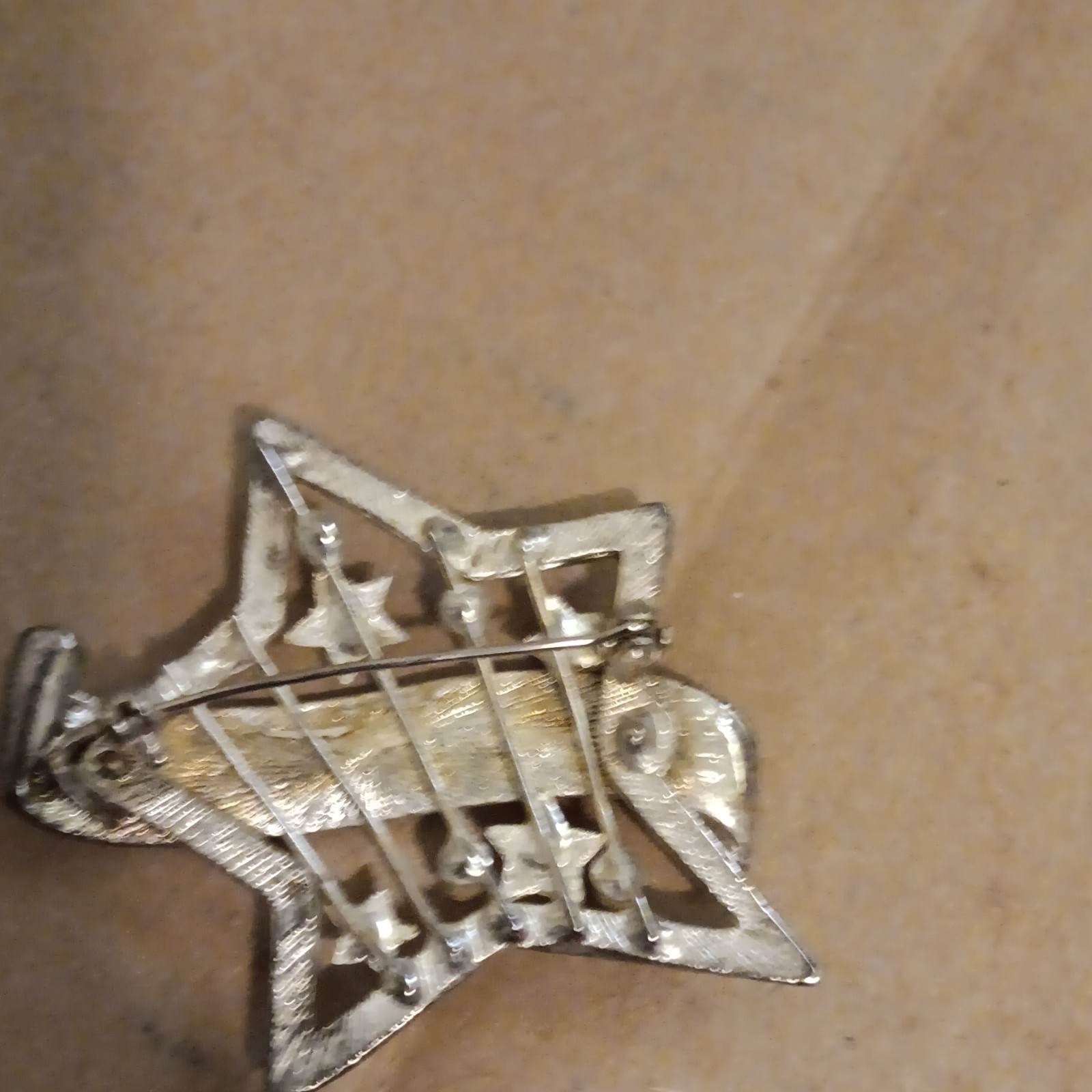 Star Teacher Brooch Pin Silver Tone Enamel Clear Rhinestone Accent School