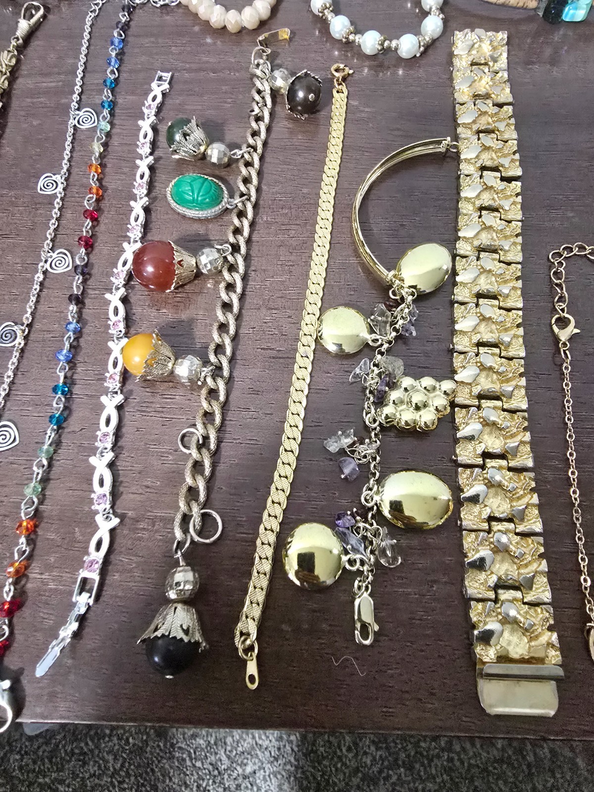 Lot Of 35 Various Styles and colors Of Fashion, Bracelets, some signed