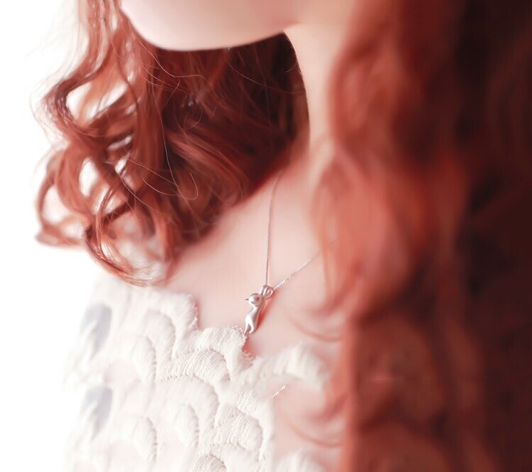 Cat Pendant Necklace Kitty Chain Silver Womens Girl Jewellery Cat Necklace USA