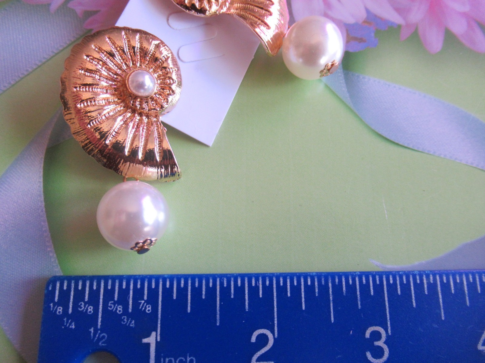Beautiful Seashell Golden Scallop or Spiral Earrings Statement Dangle Earrings N