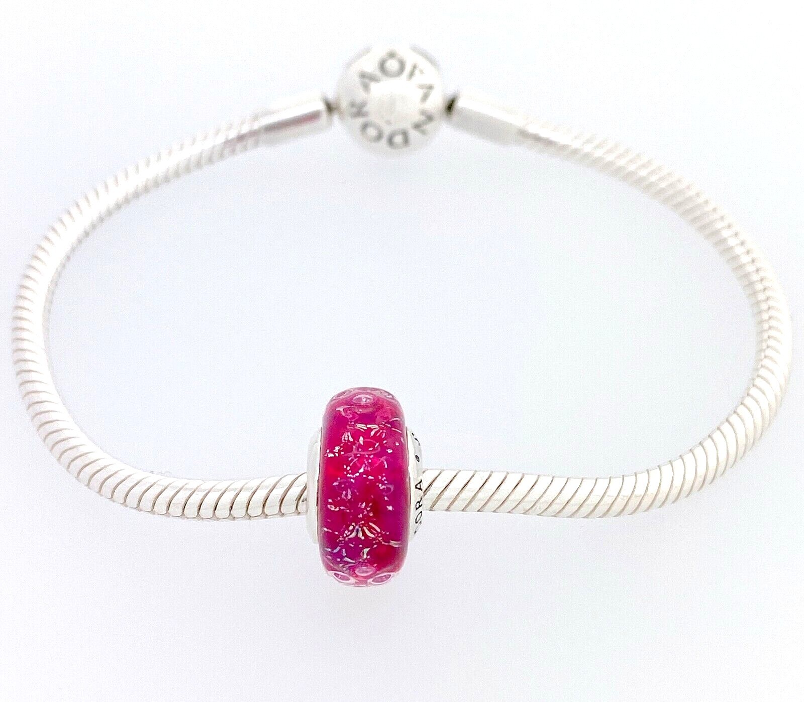New 100% Authentic PANDORA 925 Wavy Pink/Red Murano Glass Charm 798872C00