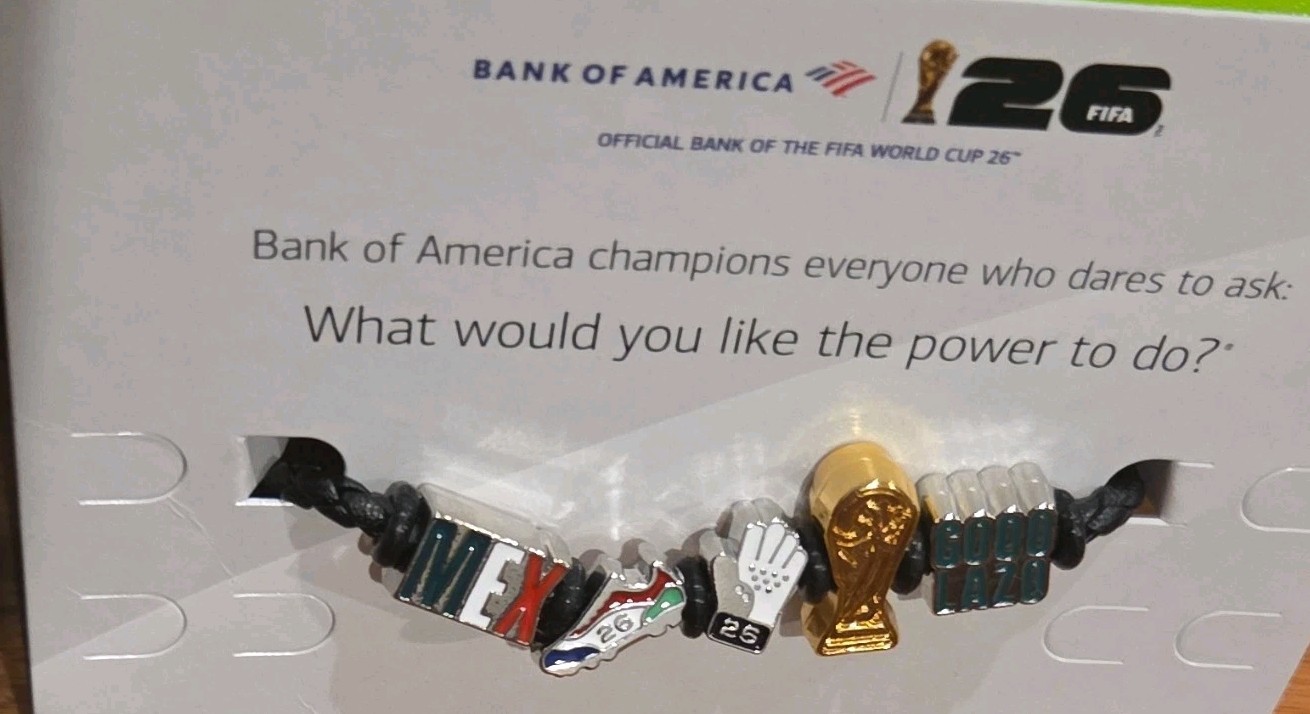 Official Bank of America FIFA World Cup 2026 Black Fan Charm Bracelet MEX
