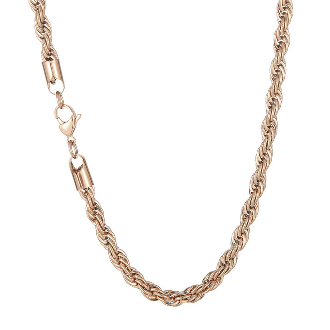 Stainless Steel Rope Chain Rose Gold Plated 20″22″24″ Men Women Necklace 2-8mm