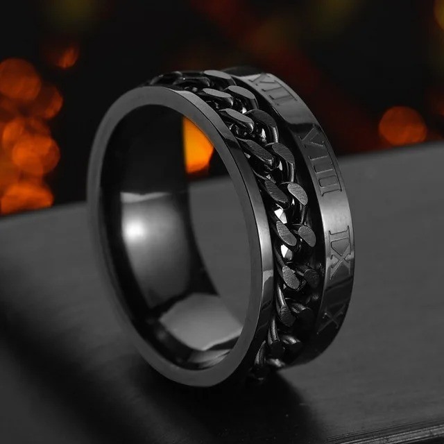 Stainless Steel Multicolor Rotating Spinner Round Chain Ring Unisex, Women, Men