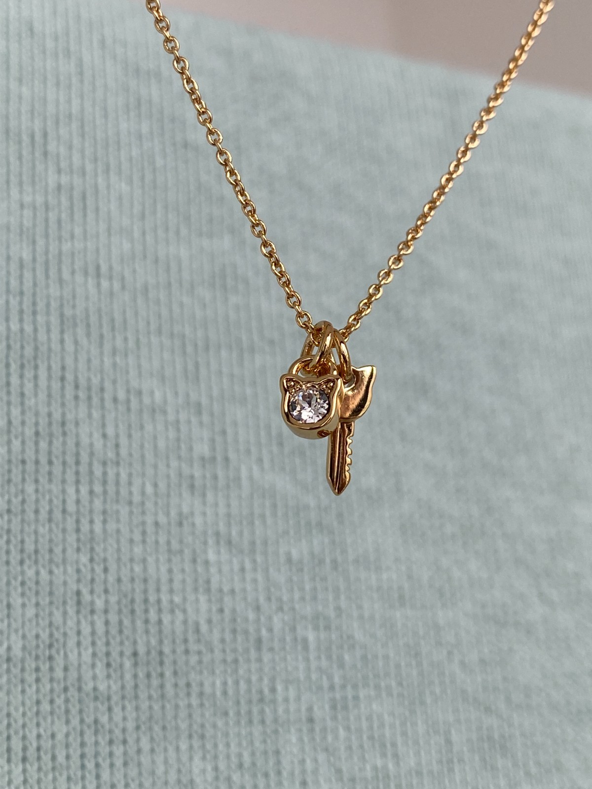 Karl Lagerfeld Mini Choupette Lock & Key Charm Necklace w/Crystal from Swarovski