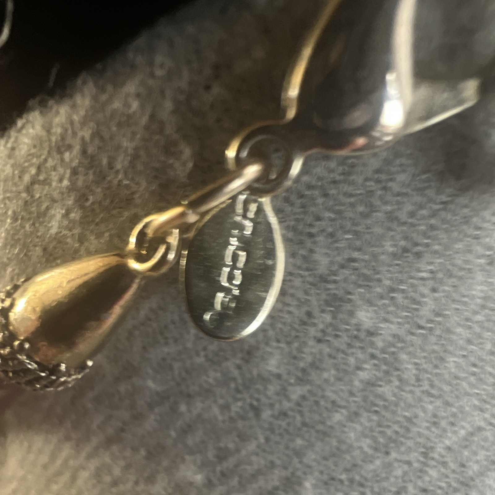 Chico’s Brown Faux Leather Cord Necklace, Silver Tone Asymmetrical Drop Pendant