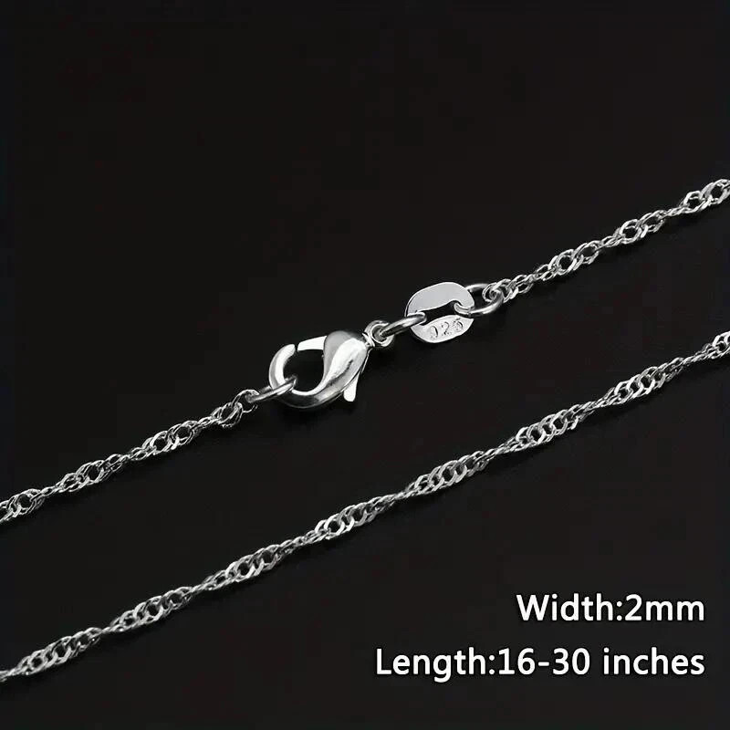 20 Inch Fashion 925 Sterling Silver 2mm Water Wave Necklace Link Chain Women New