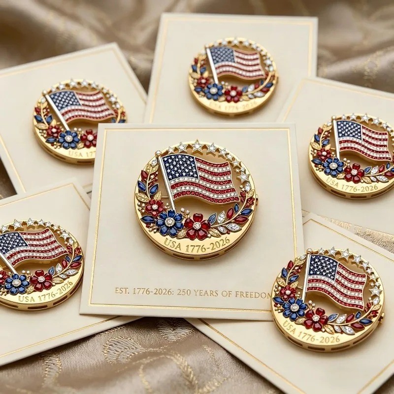 Patriotic American Flag Brooch Pin 250 Years of Freedom USA Men Women Jewelry