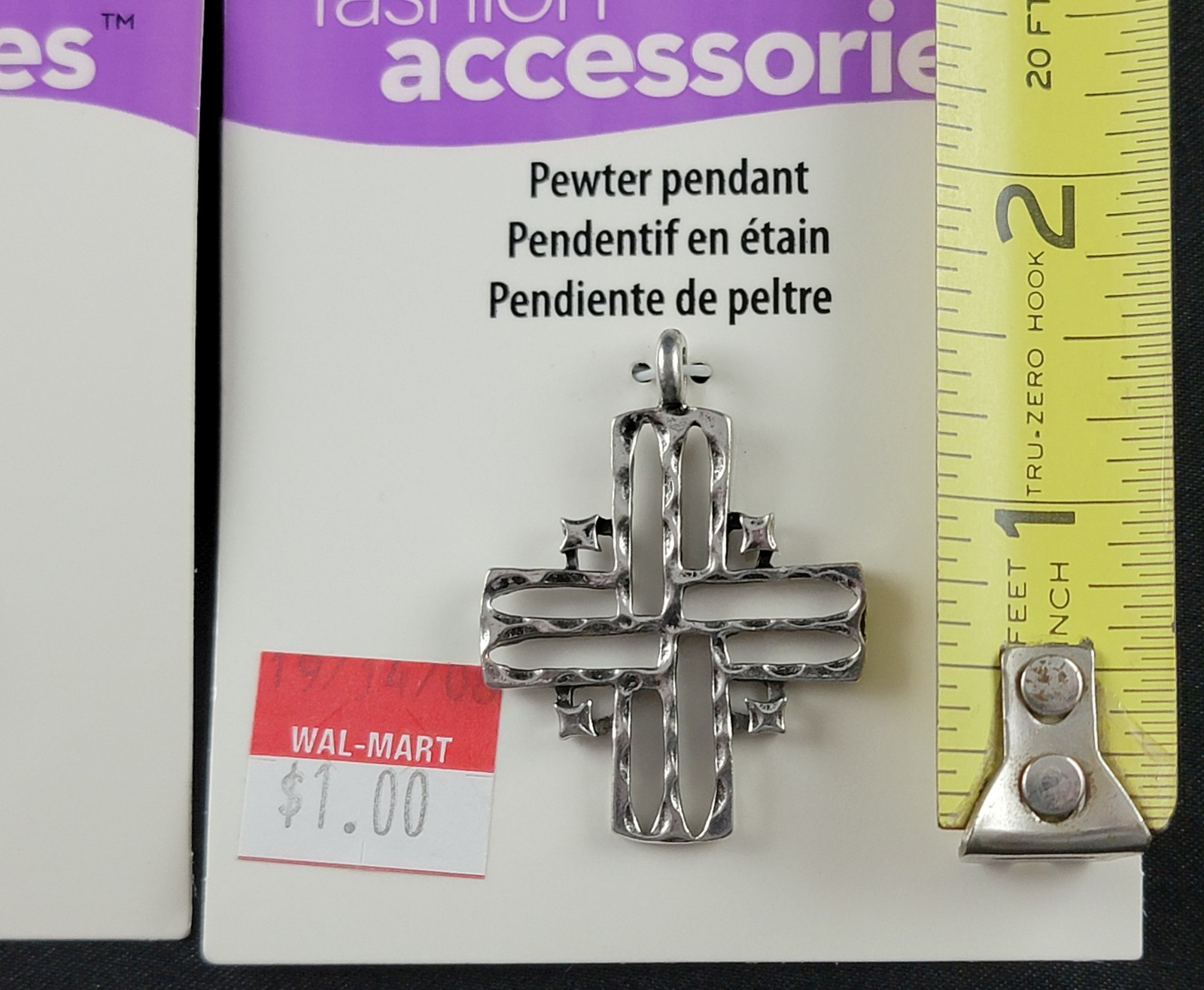 Pewter Cross Necklace Charm Lot of 5 Crucifix New Old Stock NOS Accessory
