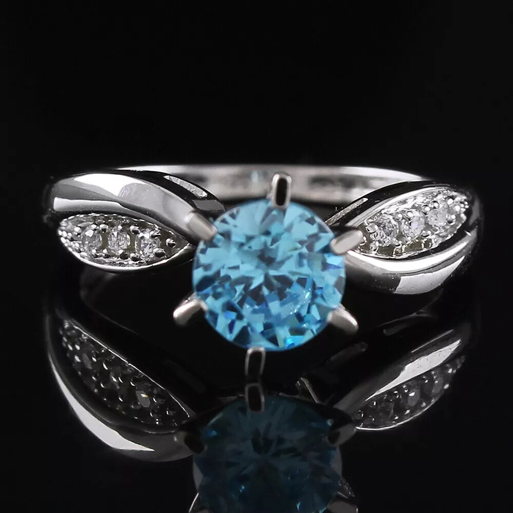 1.00 Ct Blue Diamond Fancy Solitaire Engagement Ring In 14K White Gold $1317.36