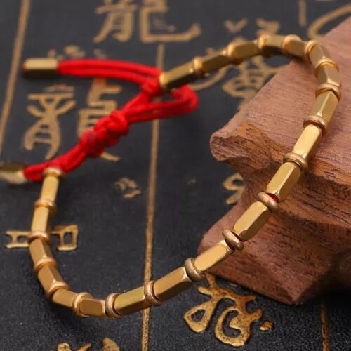 Red/Black- Tibetan Buddhist Long-Copper Beads Healing Lucky Rope Bracelet Bangle