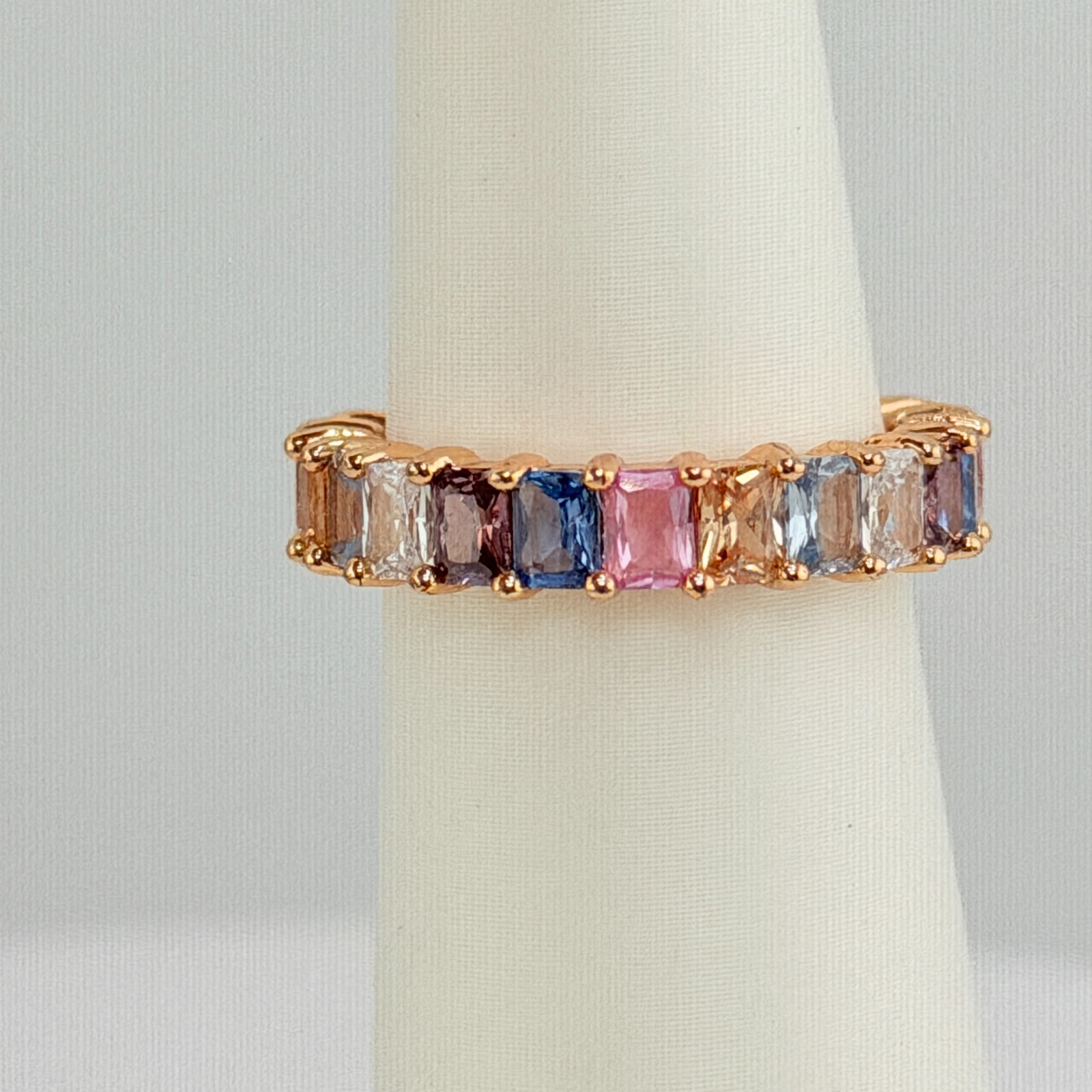 Bomb Party 1x Band Sz 8 MHA Mental Health Awareness Rainbow on Rose Gold