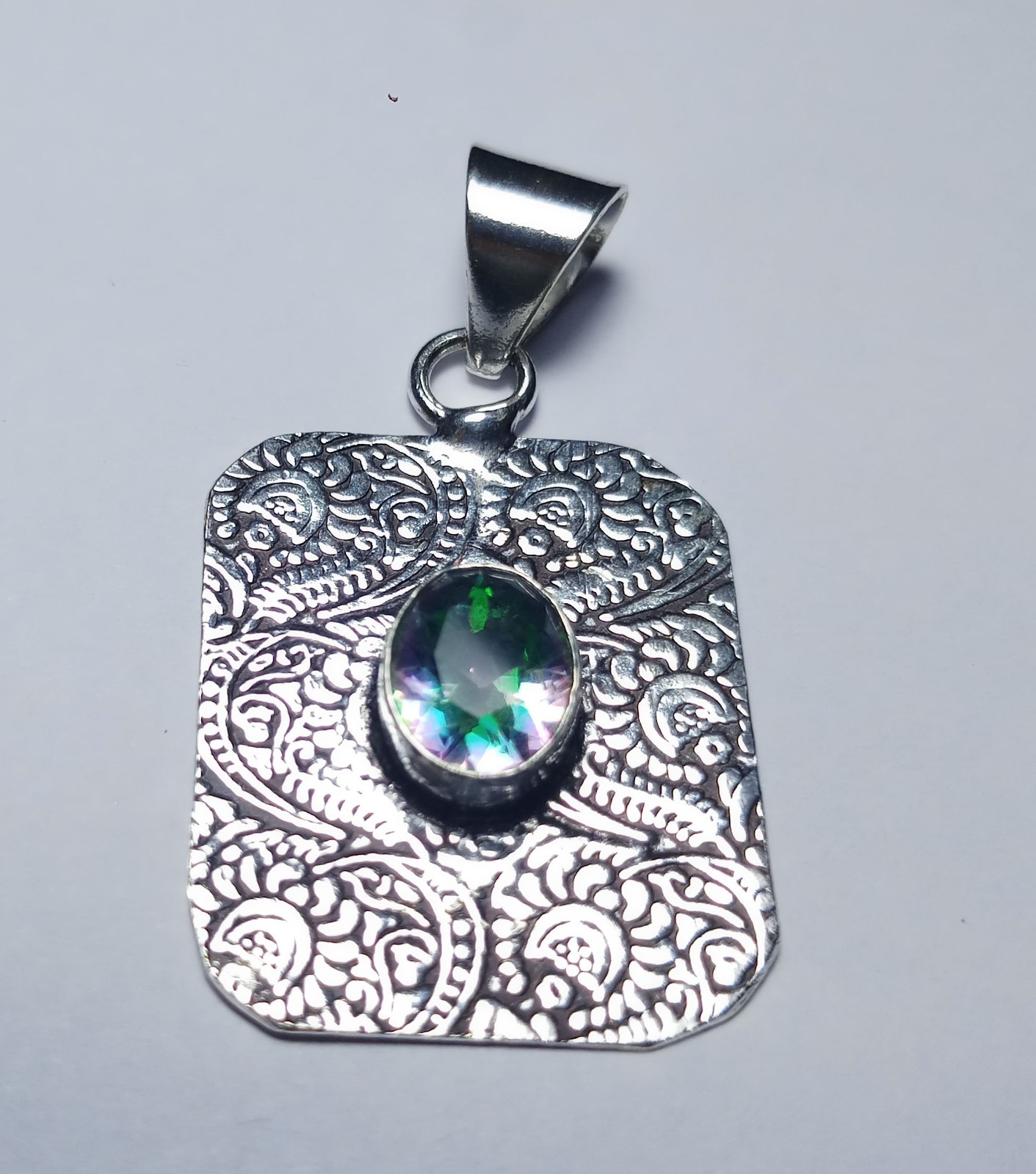 Mystic Topaz Oval Shape Handmade Gemstone Pendant Jewelry Size 1.5 Inches