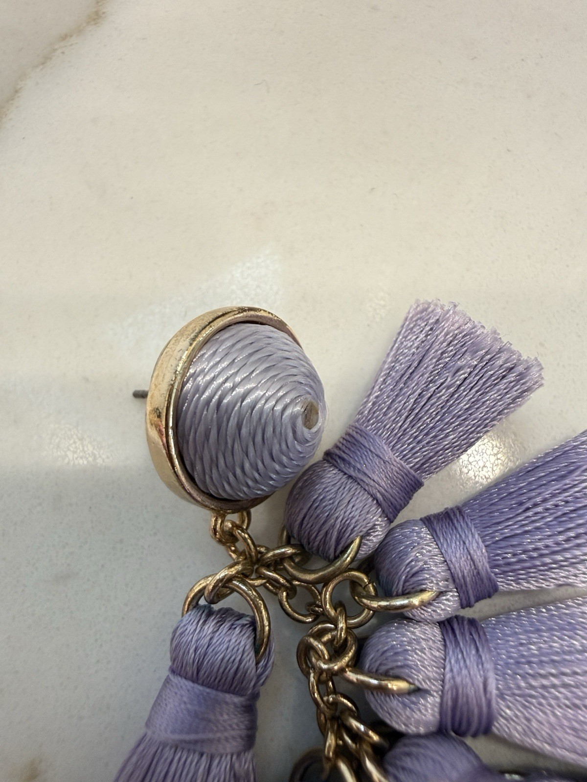 SUGARFIX Lavender Tassel Cluster Drop Post Earrings EUC