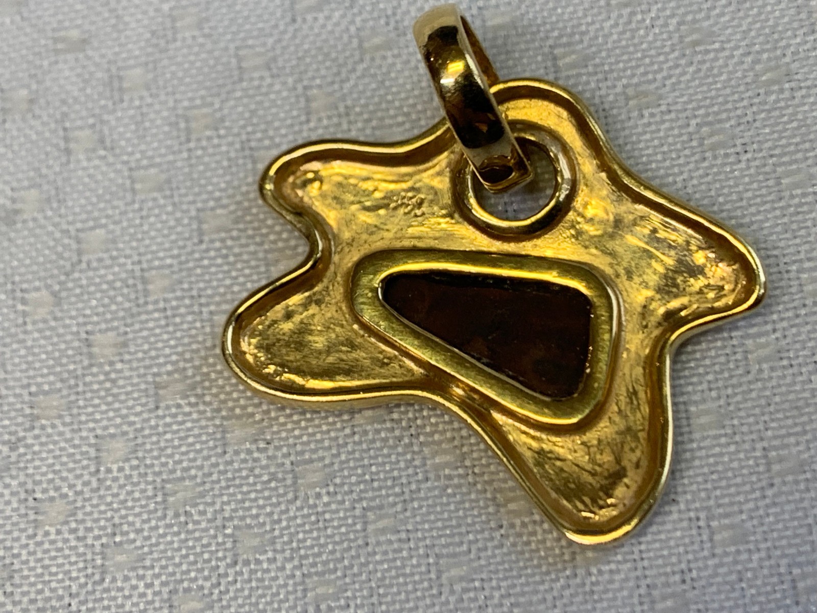 14K Yellow Gold Star Pendant 4.66g Fine Jewelry Abstract Opal Look Charm *READ*