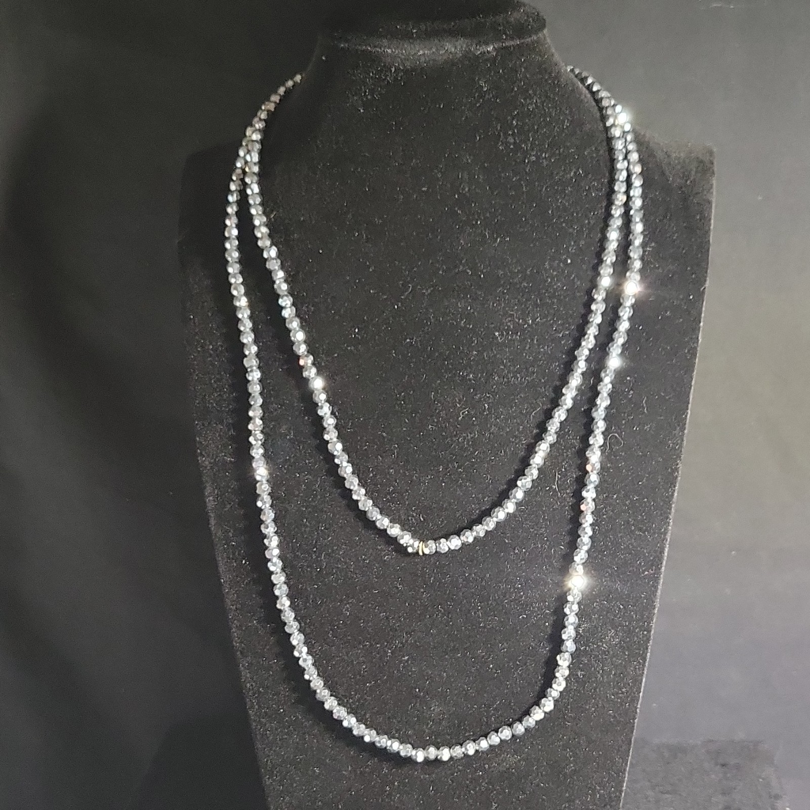 Amy Khan Russell 925 Single Strand Shiny Gun Metallic Metal Necklace