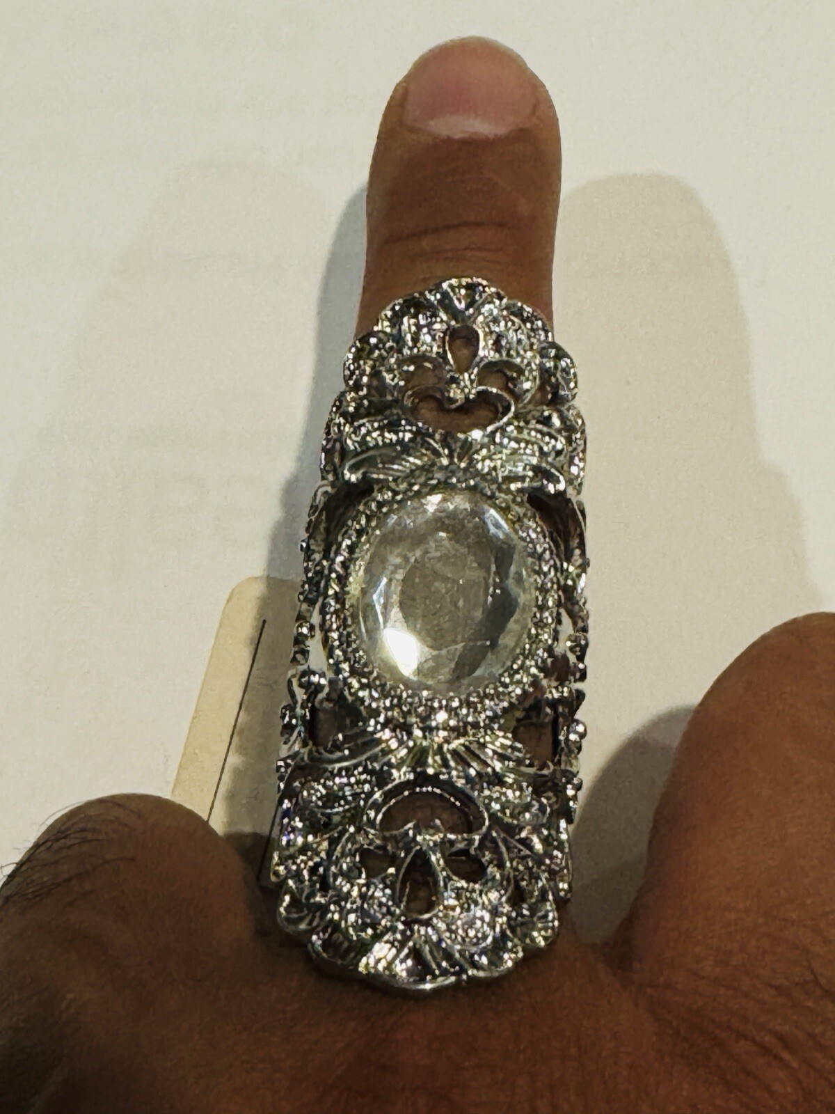Silver Color Long Ring Stretch Size 8+