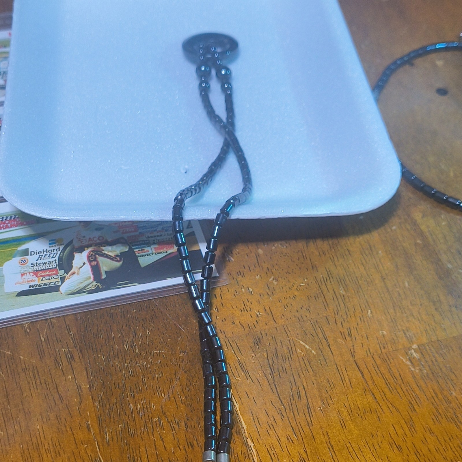 Black Beaded Bolo Necklace Adjustable Round Pendant Ball/Bead Chain Beauty