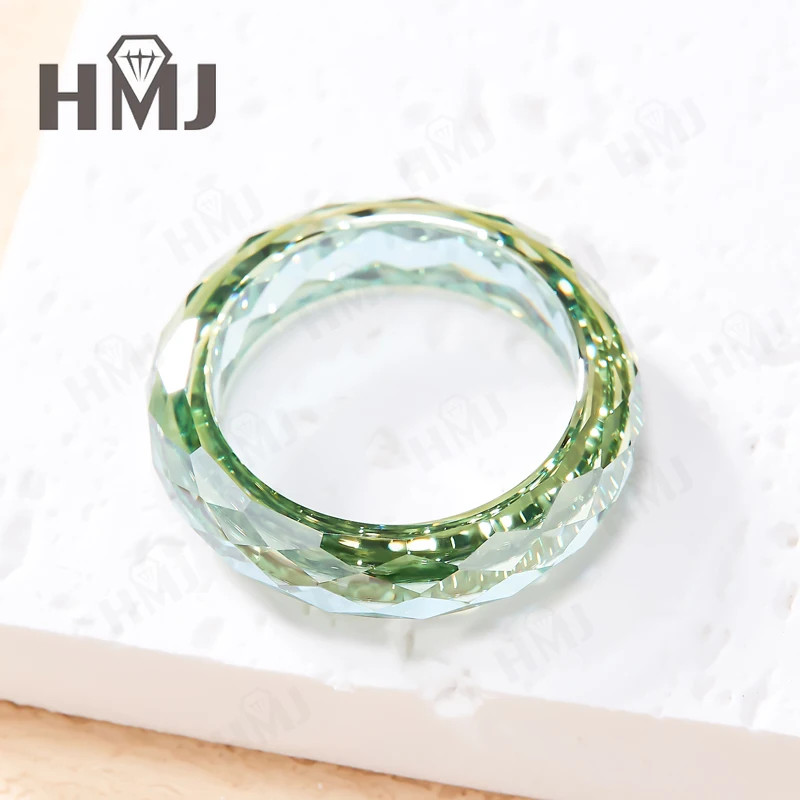 All Lab Grown Ruby Moissanite Ring Plain Band Ring White/Green/Blue Jewelry Gift