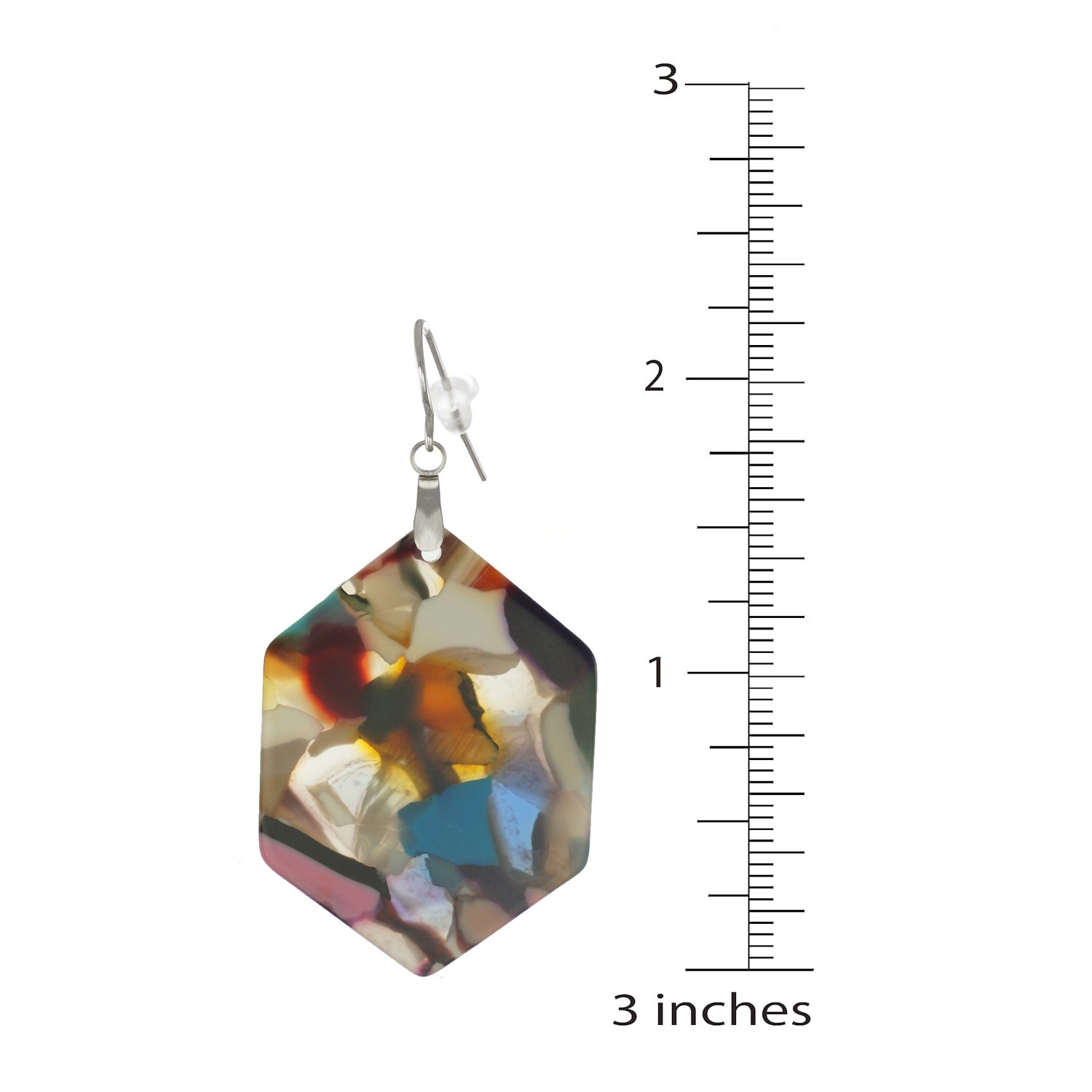 Colorful Hex Statement Boho Earrings, Hypoallergenic 18K Gold or Platinum Wires