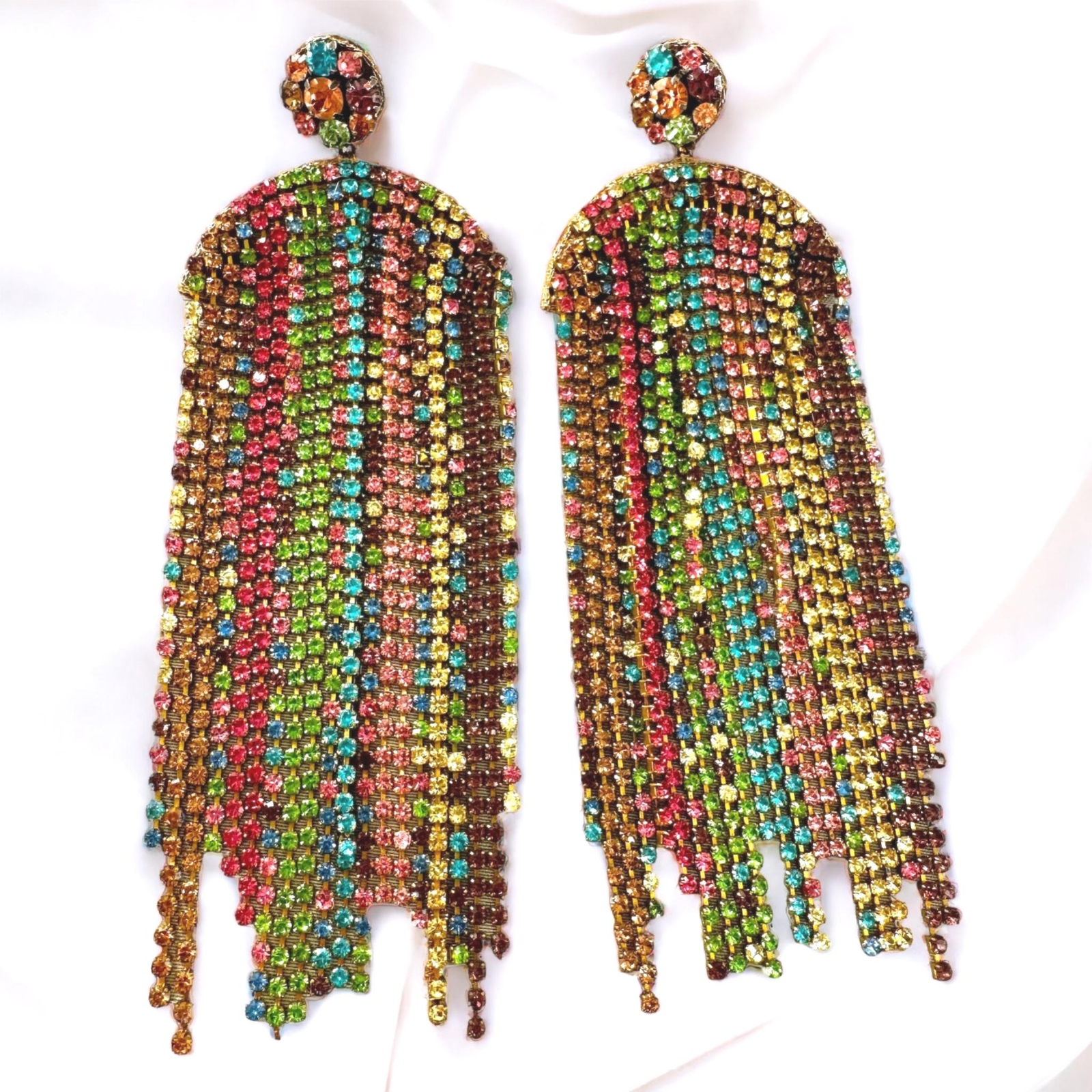 Deepa Gurnani Cadie Rainbow Rhinestone Chandelier Drop Earrings